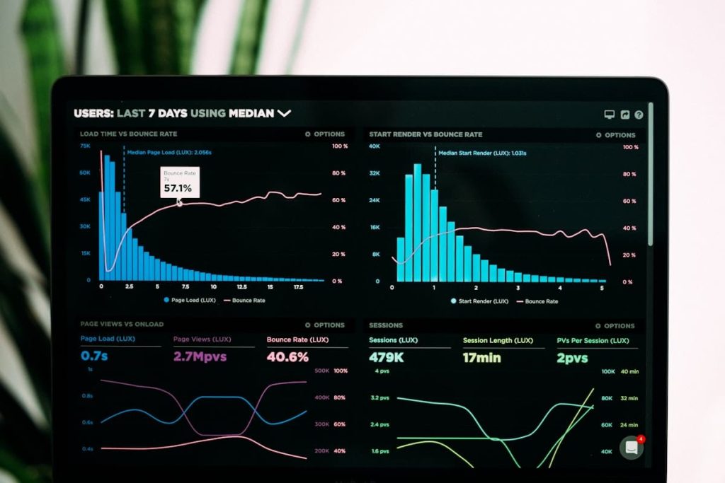 Laptop screen displaying digital marketing analytics and performance reporting metrics