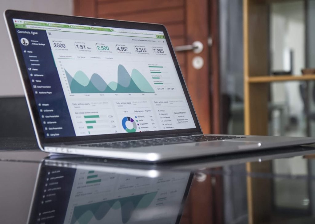Analytics dashboard tracking search engine optimization and website traffic growth