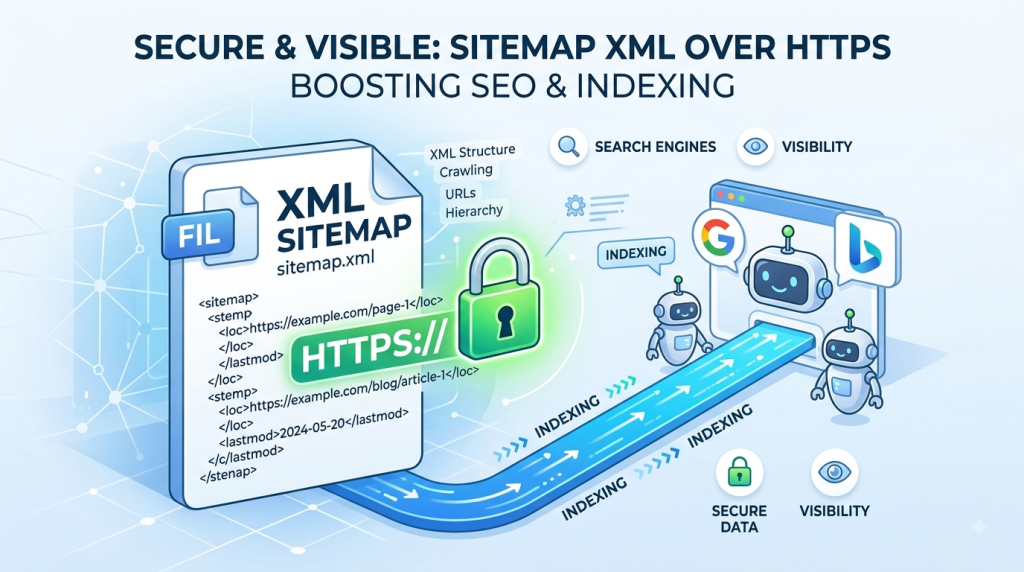 Graphic showing XML Sitemap and https security