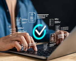 graphic showing a person scrolling checklist